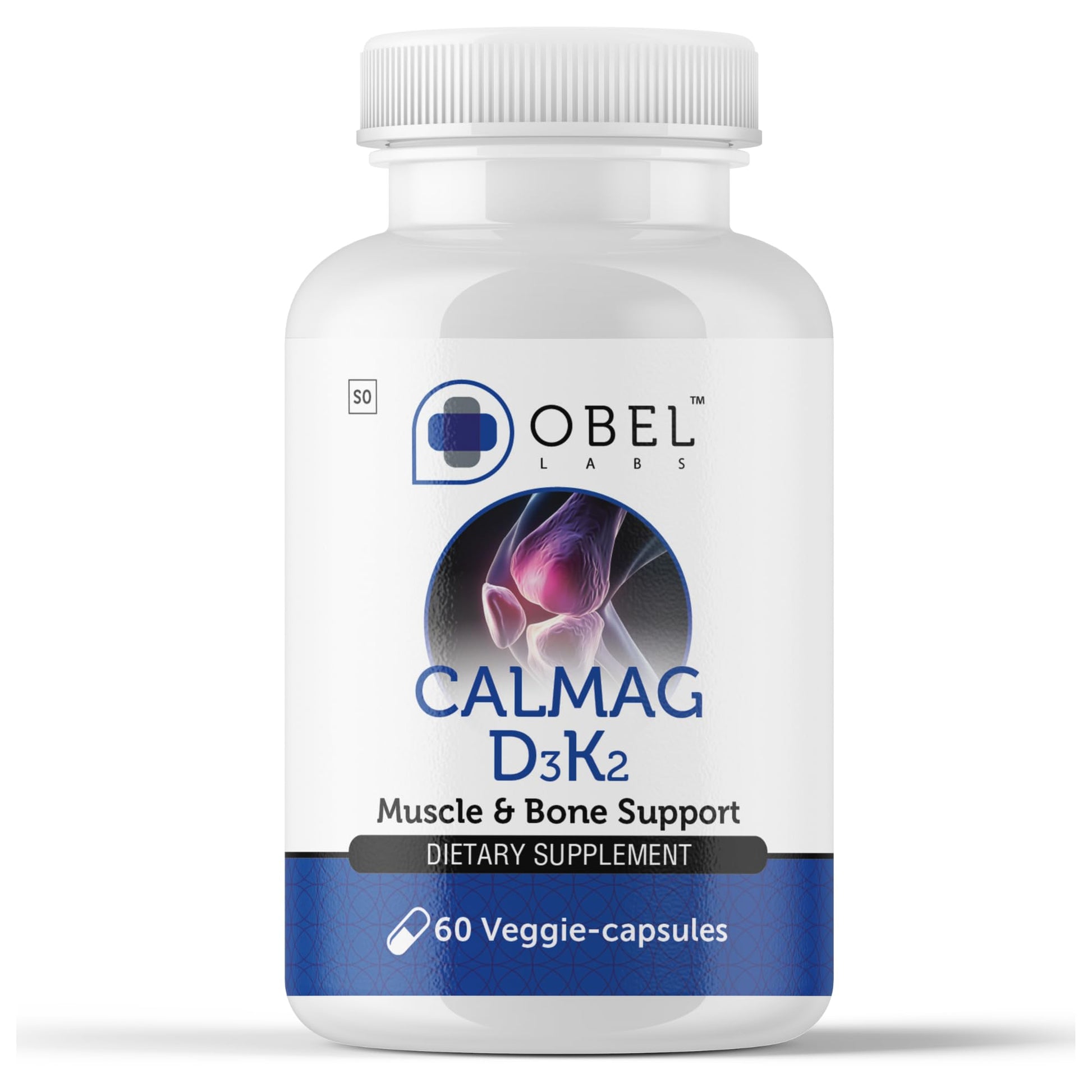 obel CalMag D3K2 Calcium Magnesium with Vitamin D3 & K2 MK7 Capsules, 60 Count