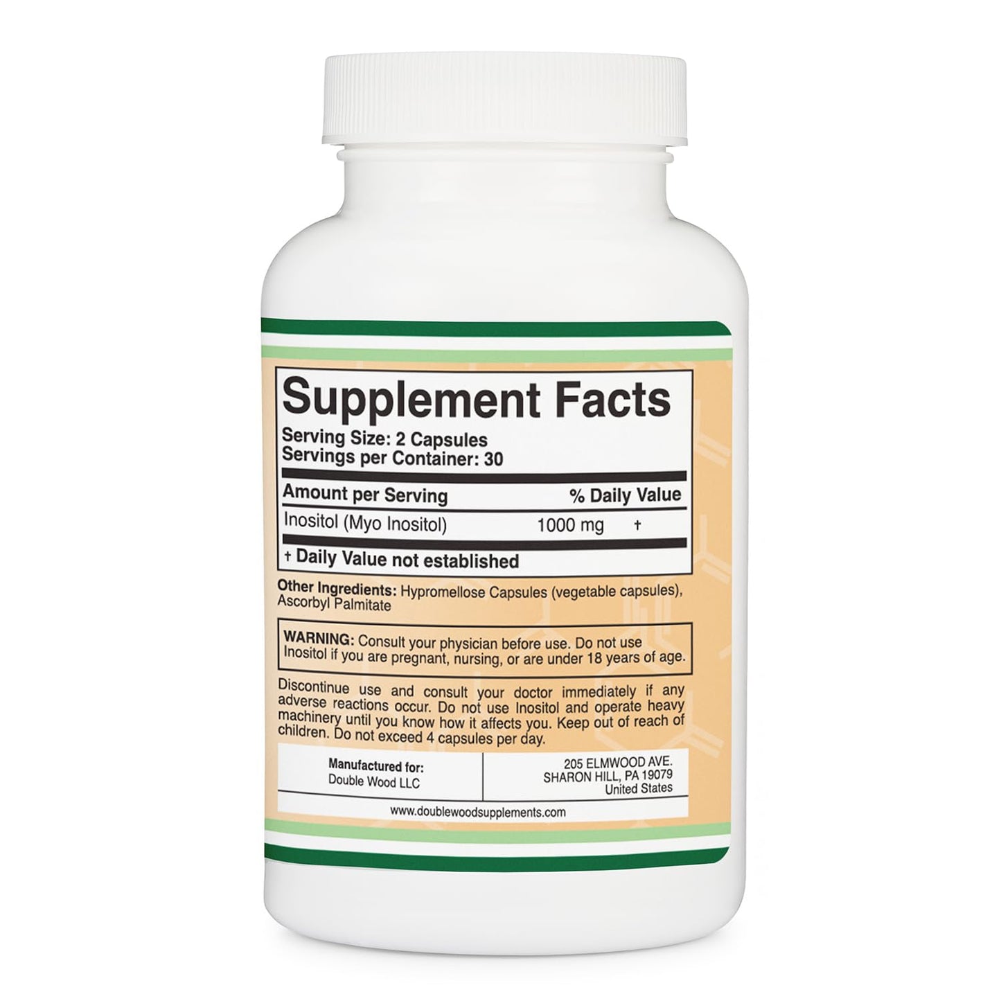 Double Wood Supplements Inositol (Myo-Inositol) Capsule 1000mg, 60 Count