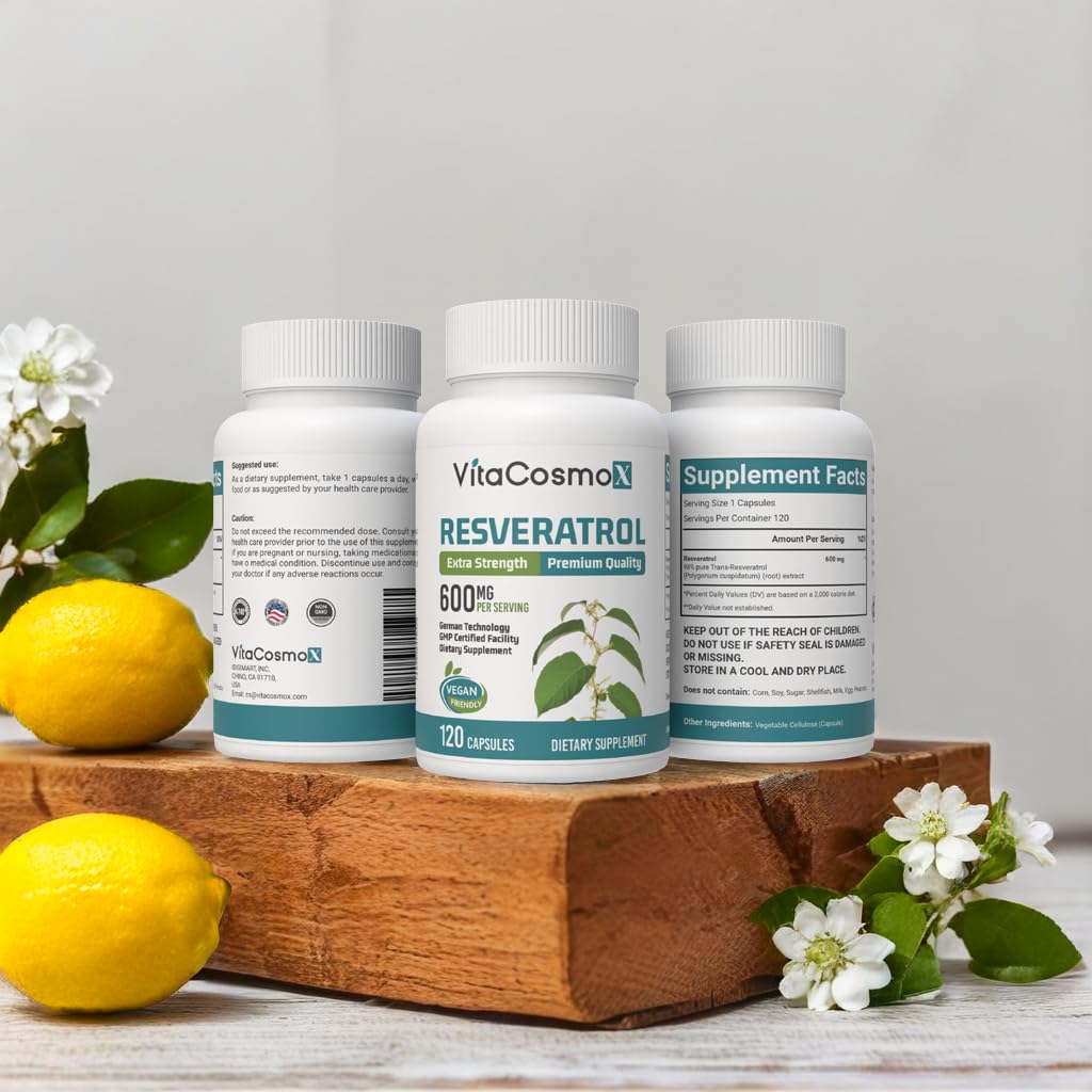 VitaCosmoX Resveratrol Supplements Capsules 120 Count