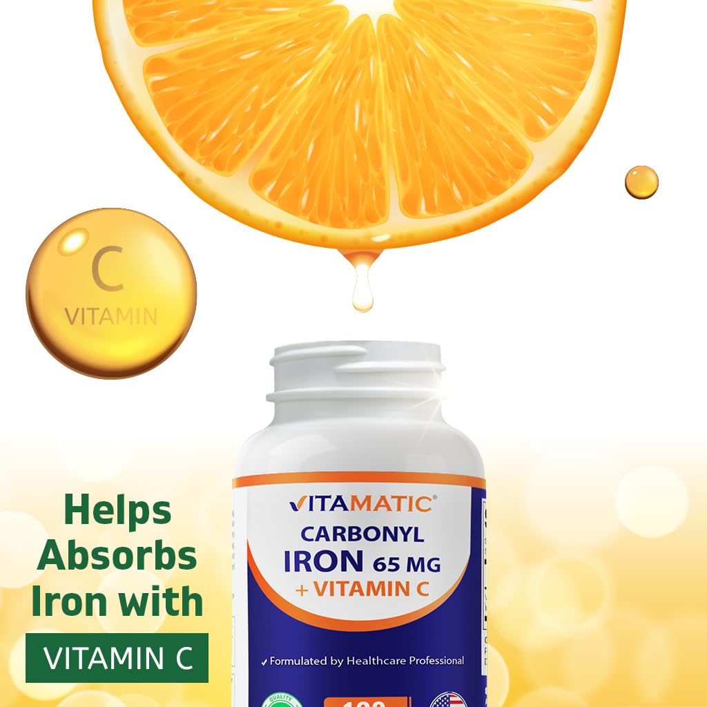 Vitamatic Carbonyl Iron 65 mg with Vitamin C Tablet, 120 Tablets