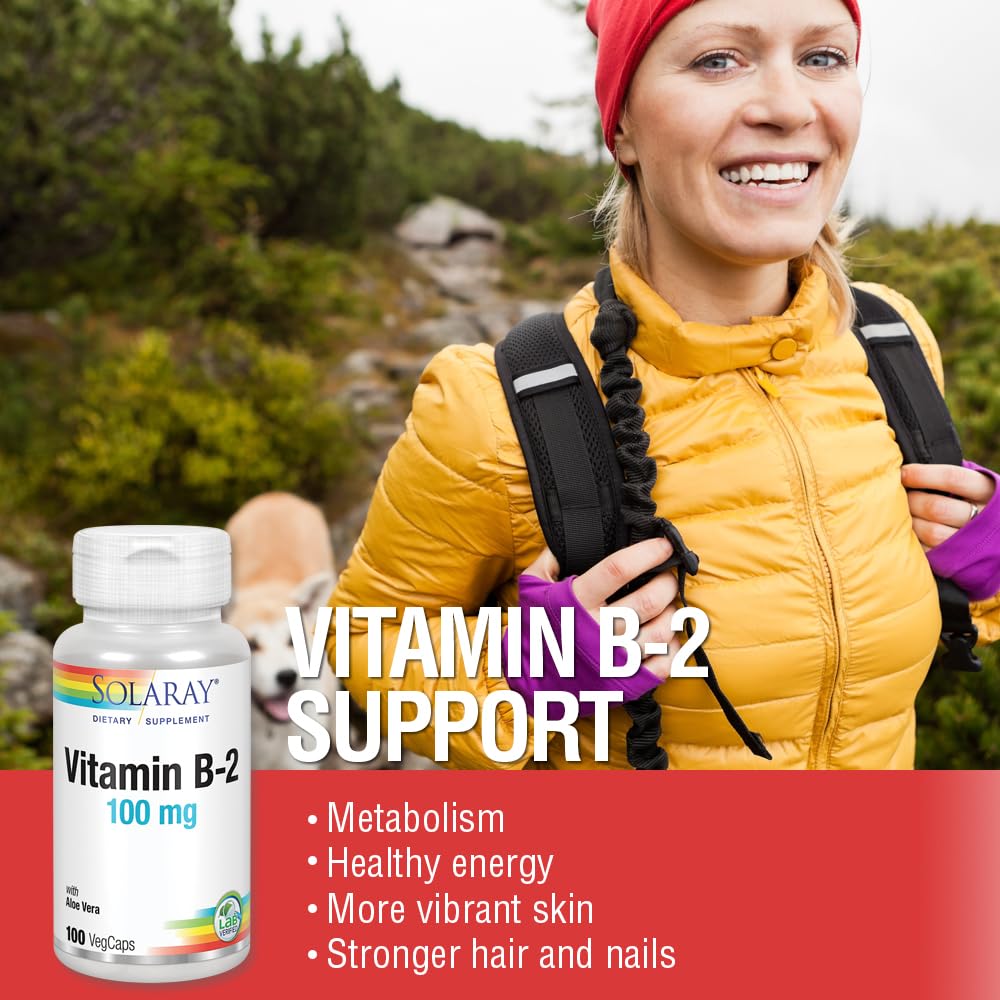 Solaray Vitamin B2 Supplement 100 mg Capsule 100 Count