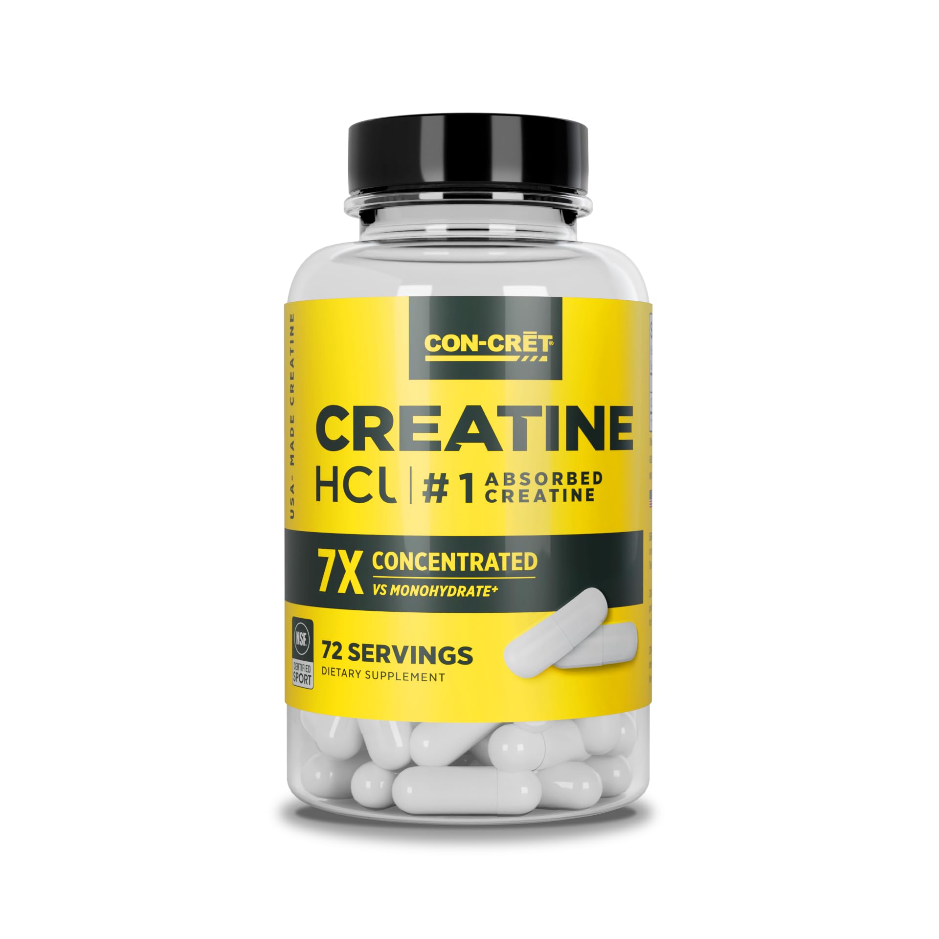 CON-CRET Creatine HCl Capsules, 72 Count