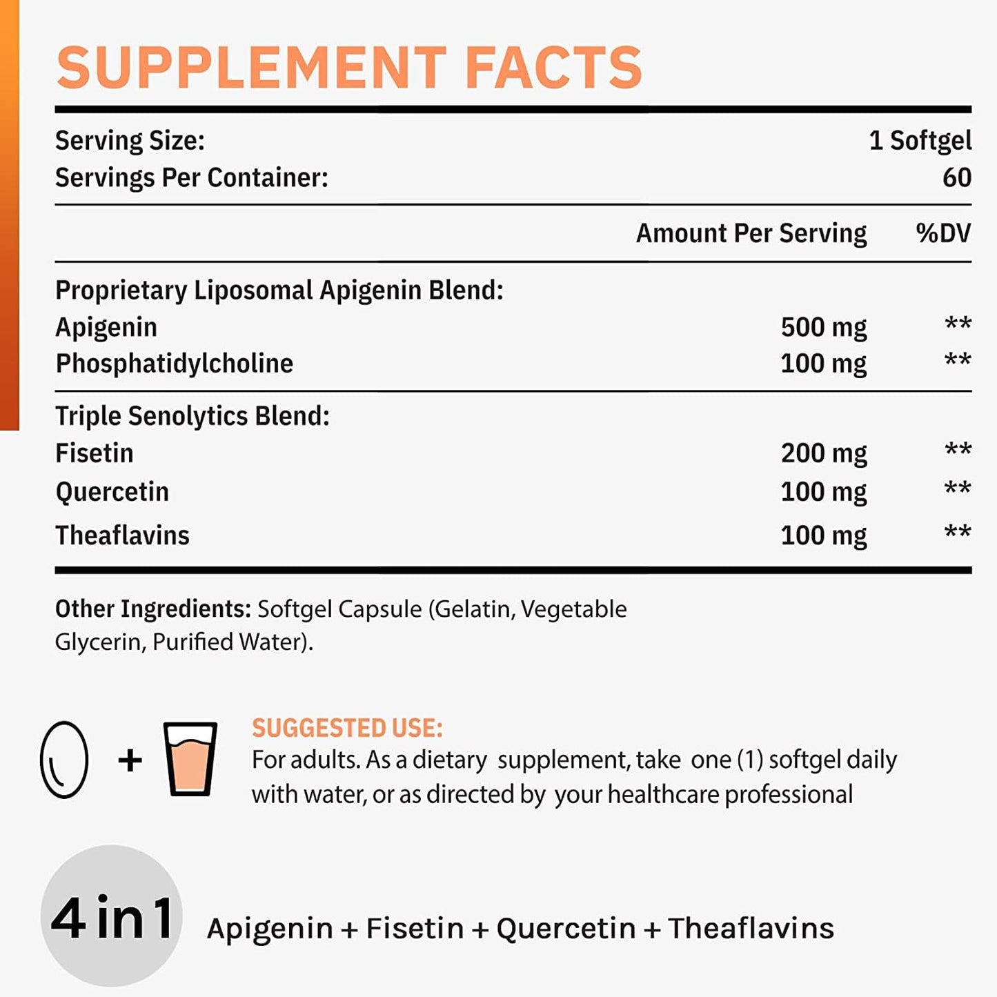 Cenffitio Liposomal Apigenin 500mg Softgels, 120 Count