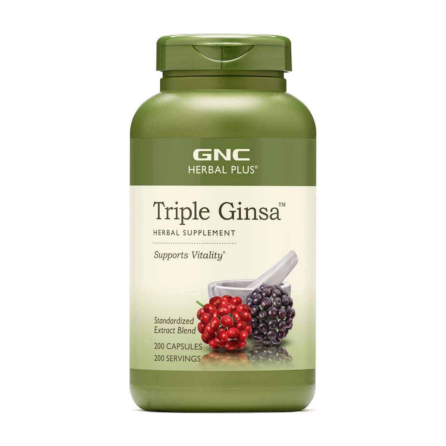 GNC Herbal Plus Triple Ginseng Supplement Capsules 200 Count