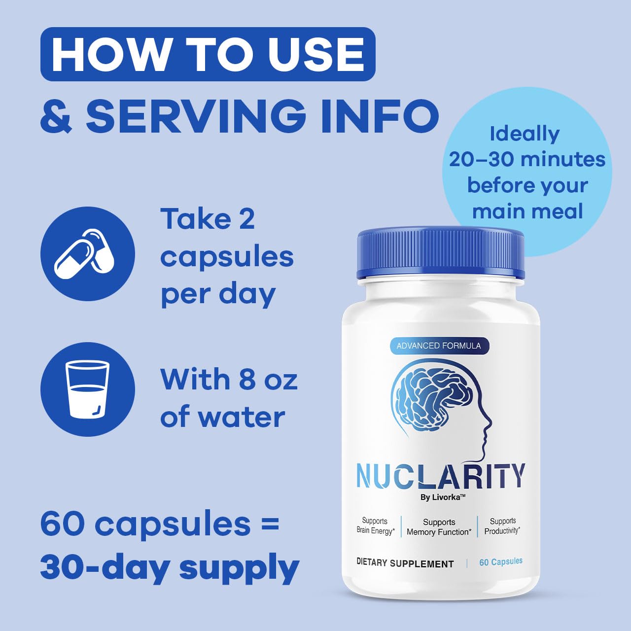 LIVORKA Nuclarity Memory & Focus Support Capsules, 60 Count