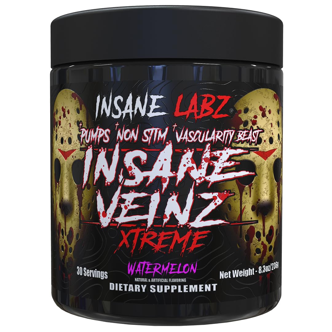 Insane Labz Insane Veinz Xtreme Non Stimulant NO Enhancing Powder, 8.3 Ounce