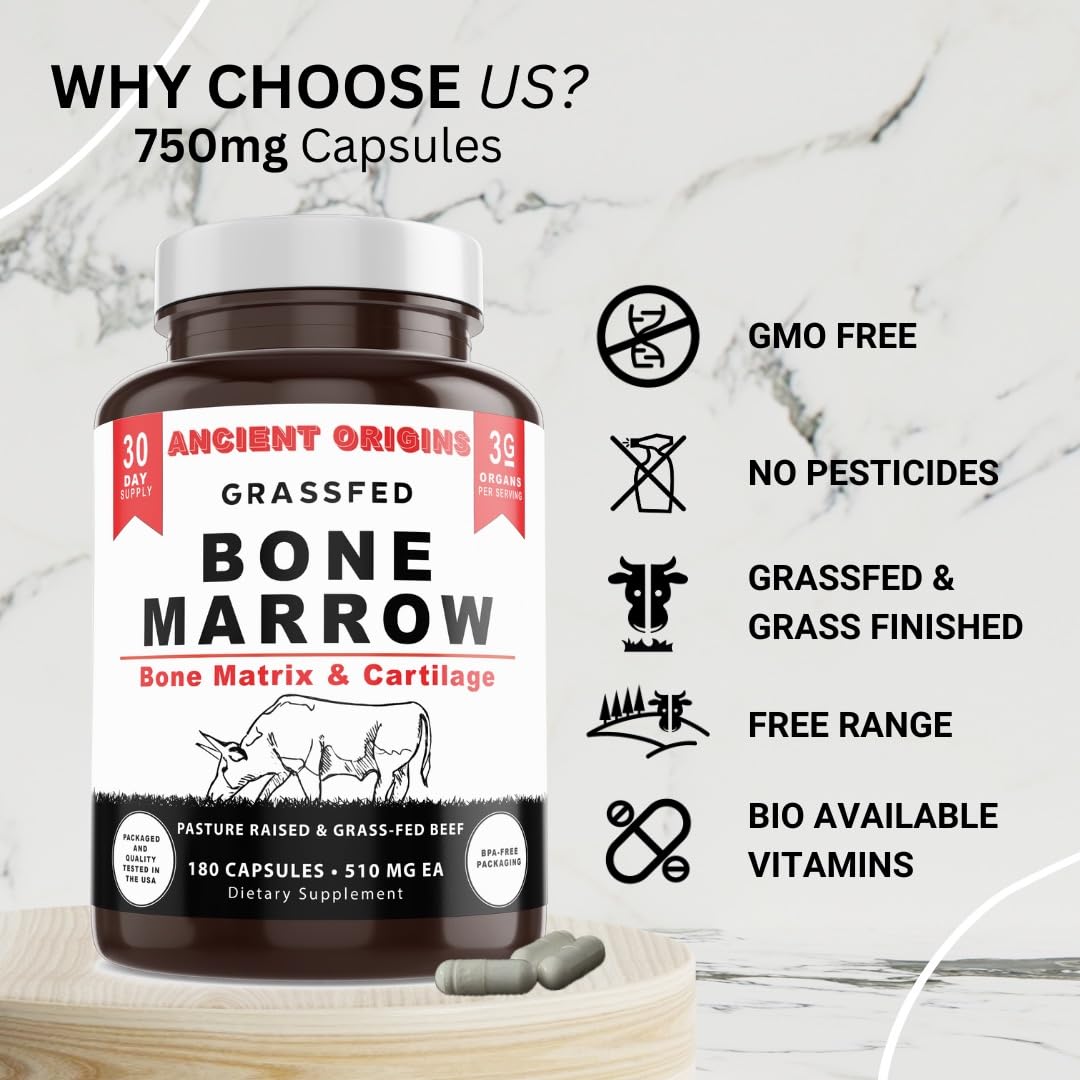 Ancient Origins Grass-Fed Bone Marrow Supplement Capsules 180 Capsules