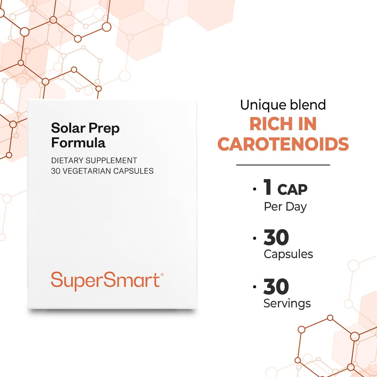 Supersmart Solar Prep Formula Advanced Formula with Beta Carotene Biotin Skin Supplement Capsules 60 Count