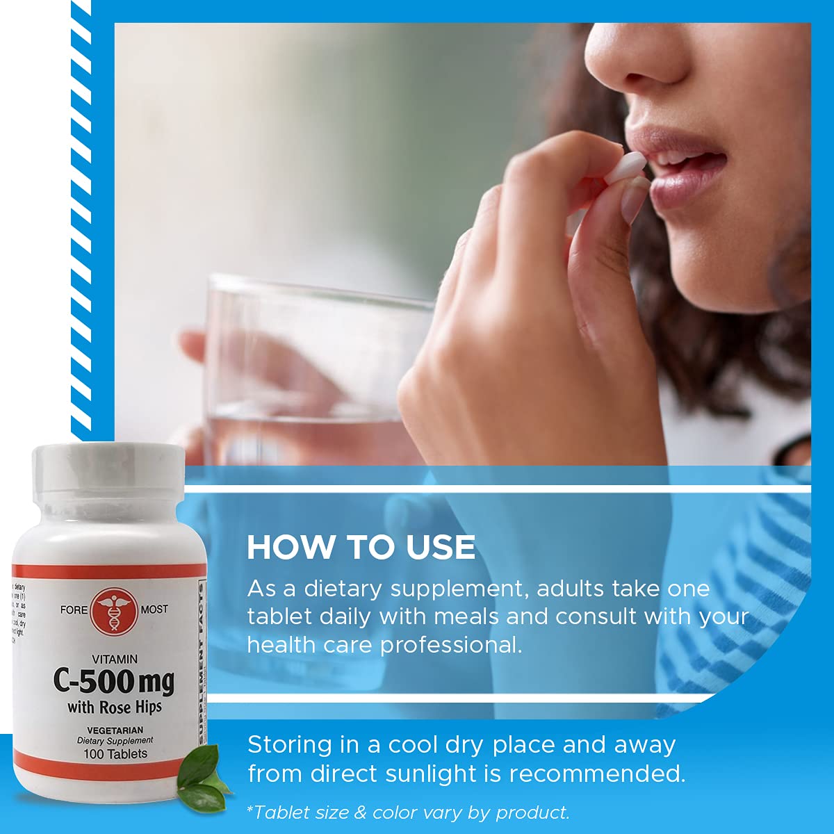 Holistic Health Vitamin C-500 with Rose HIPS 100 Tablets