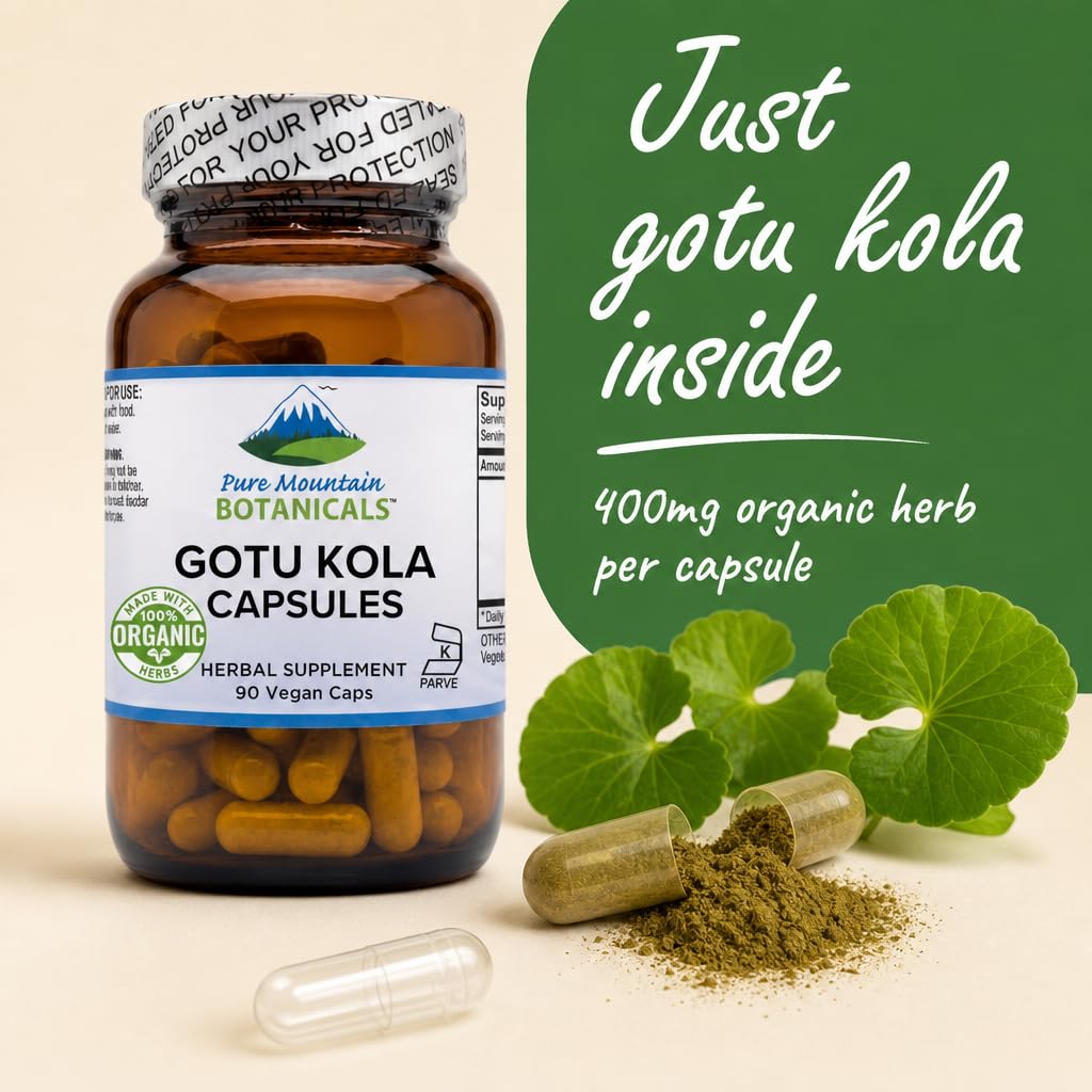 Pure Mountain Botanicals Gotu Kola Capsules, 90 Count