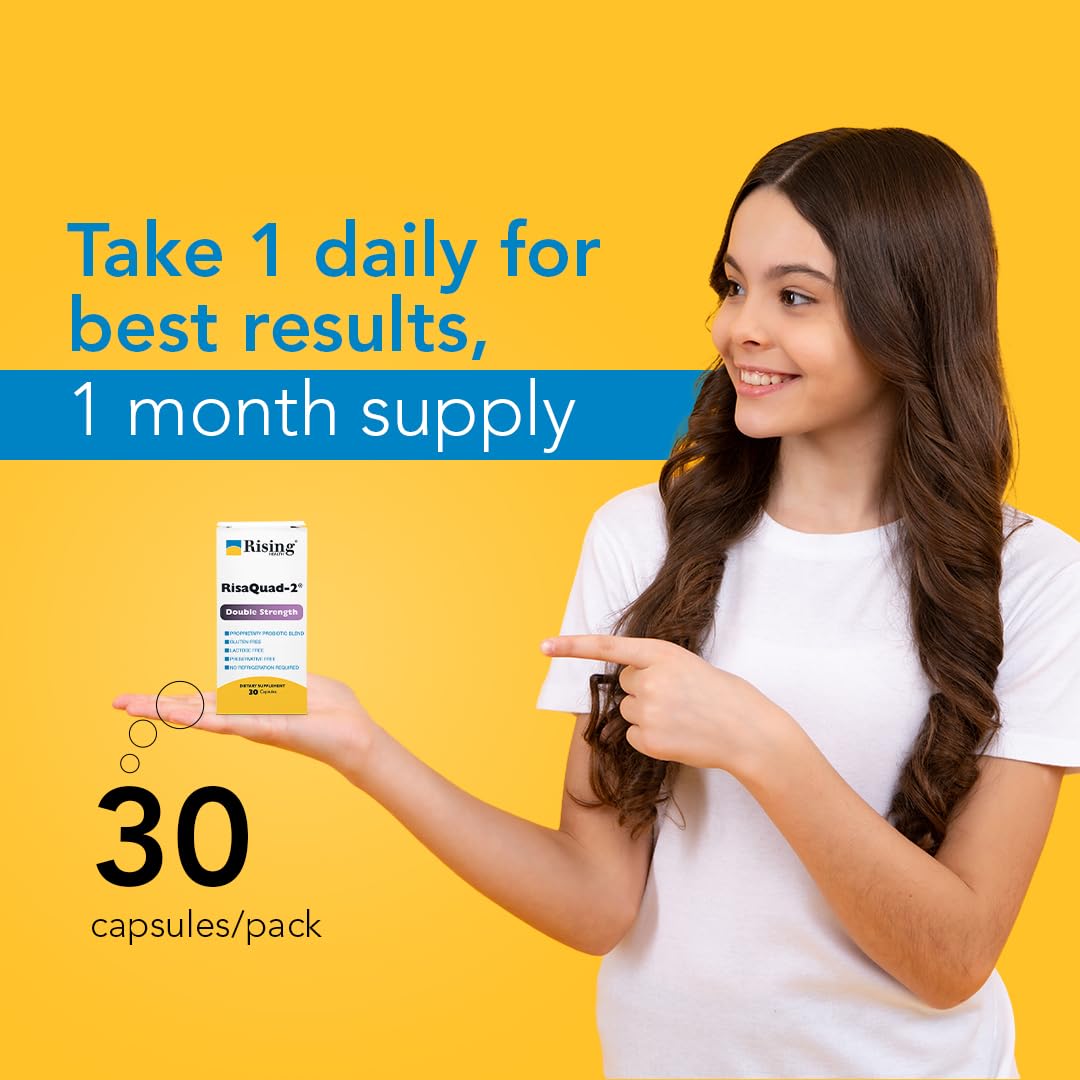 Rising RisaQuad-2 Double Strength Probiotic Dietary Supplement 30 Capsules