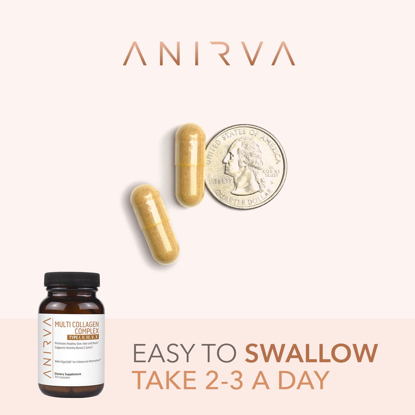 ANIRVA Multi Collagen Complex Type I, II, III, V, X Capsules 90 Count