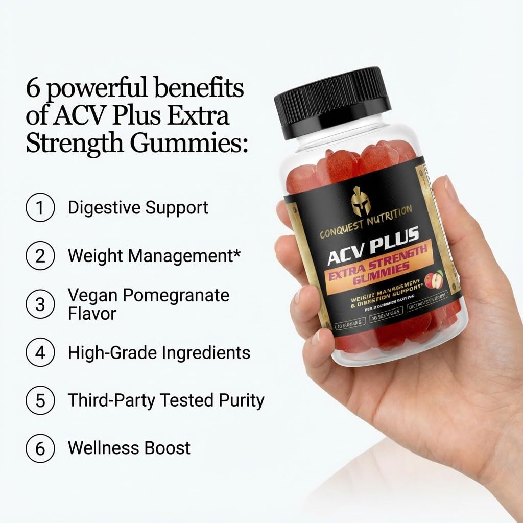 Conquest Nutrition ACV Plus 1000mg Apple Cider Vinegar Gummies, 60 Count