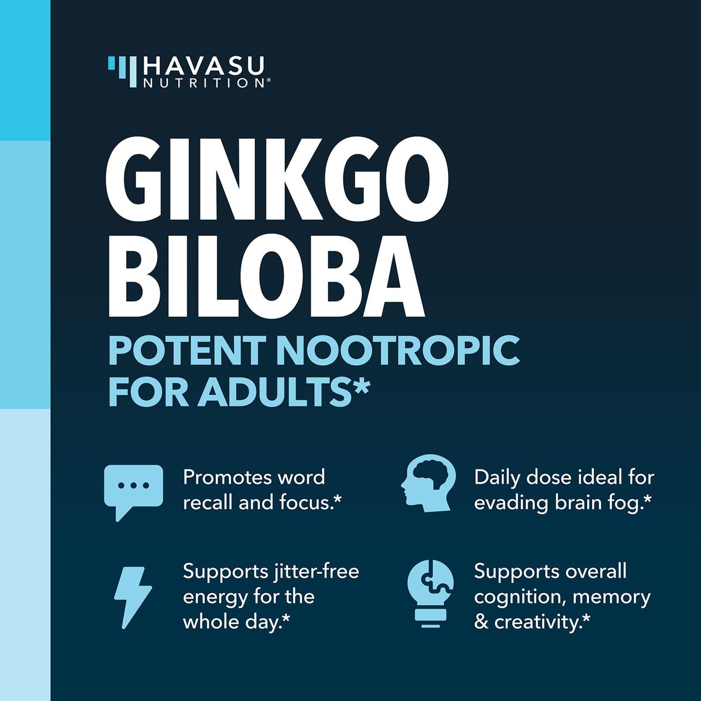HAVASU NUTRITION Ginkgo Biloba 120mg with Phosphatidylserine Nootropic Supplement Capsules, 60 Count
