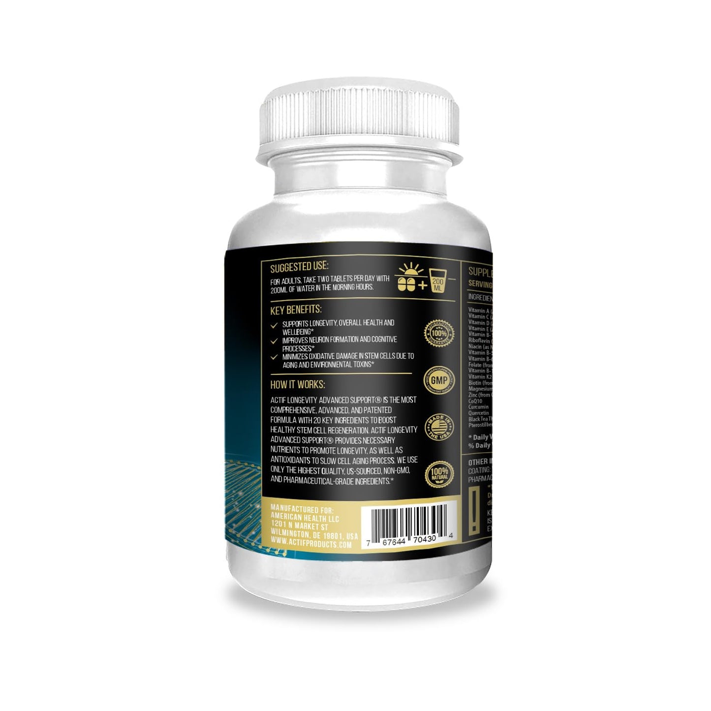 ACTIF Longevity Advanced Support with 20 Factors Powder 1 Count