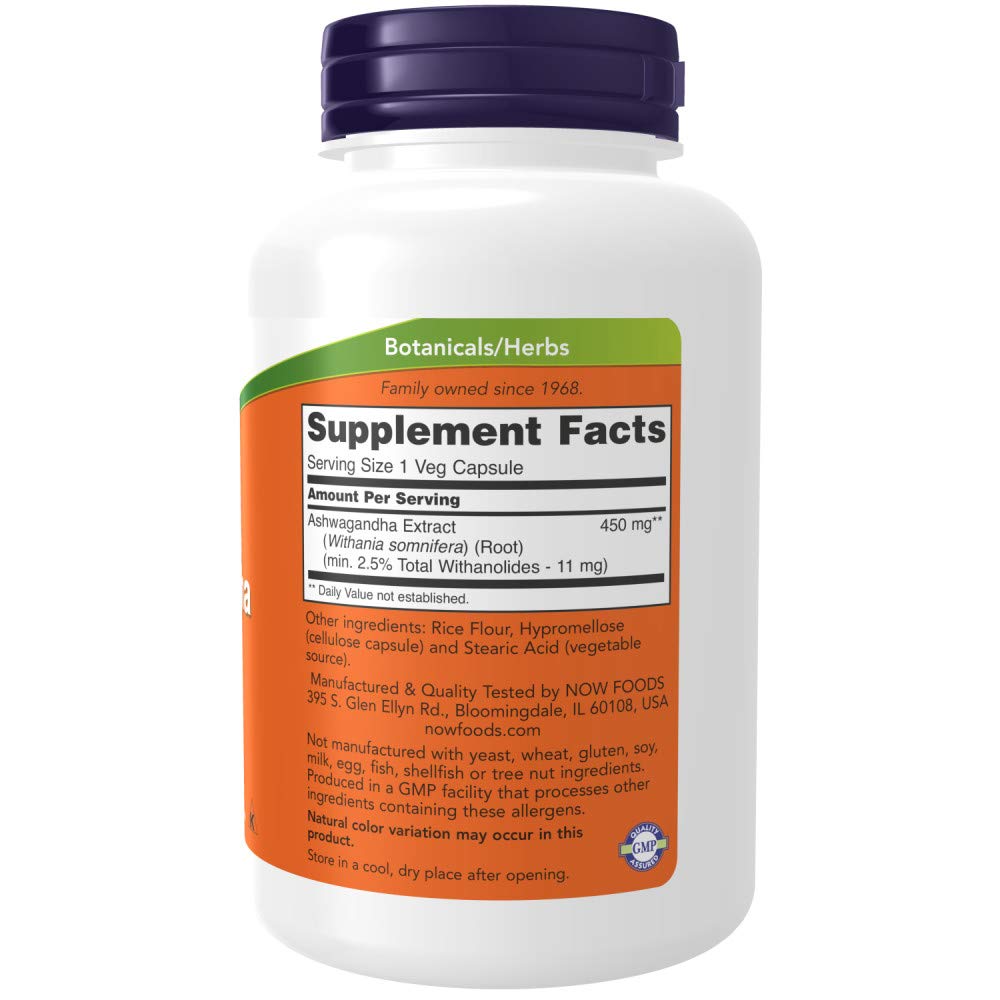 NOW Foods Ashwagandha Extract 450 mg Capsule, 180 Capsules