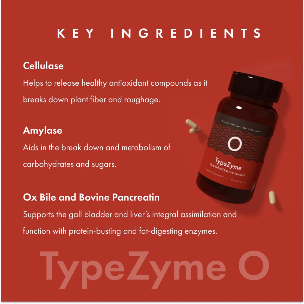 D'Adamo Personalized Nutrition TypeZyme - Digestive Enzyme (Blood Type O) Capsule, 60 Count