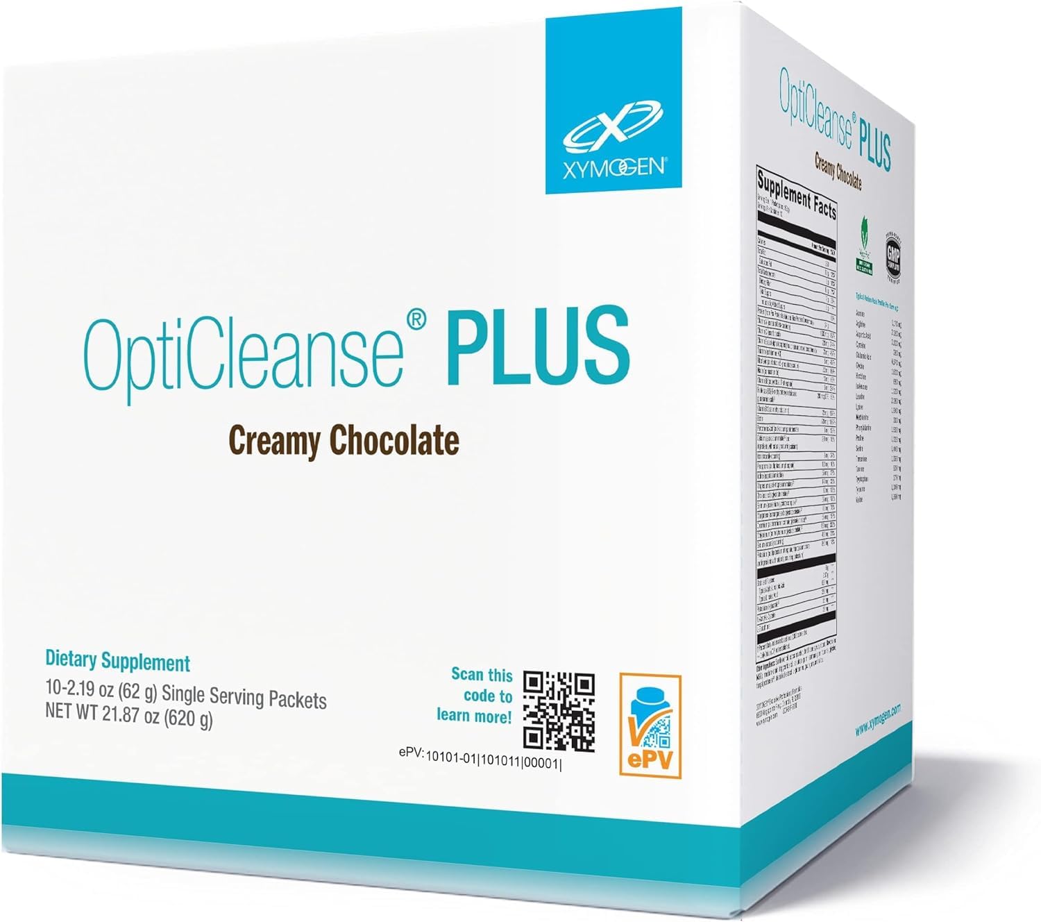 XYMOGEN OptiCleanse Plus Gut Cleanse Powder, Creamy Chocolate Flavor, 1.37 lb, 10 Servings