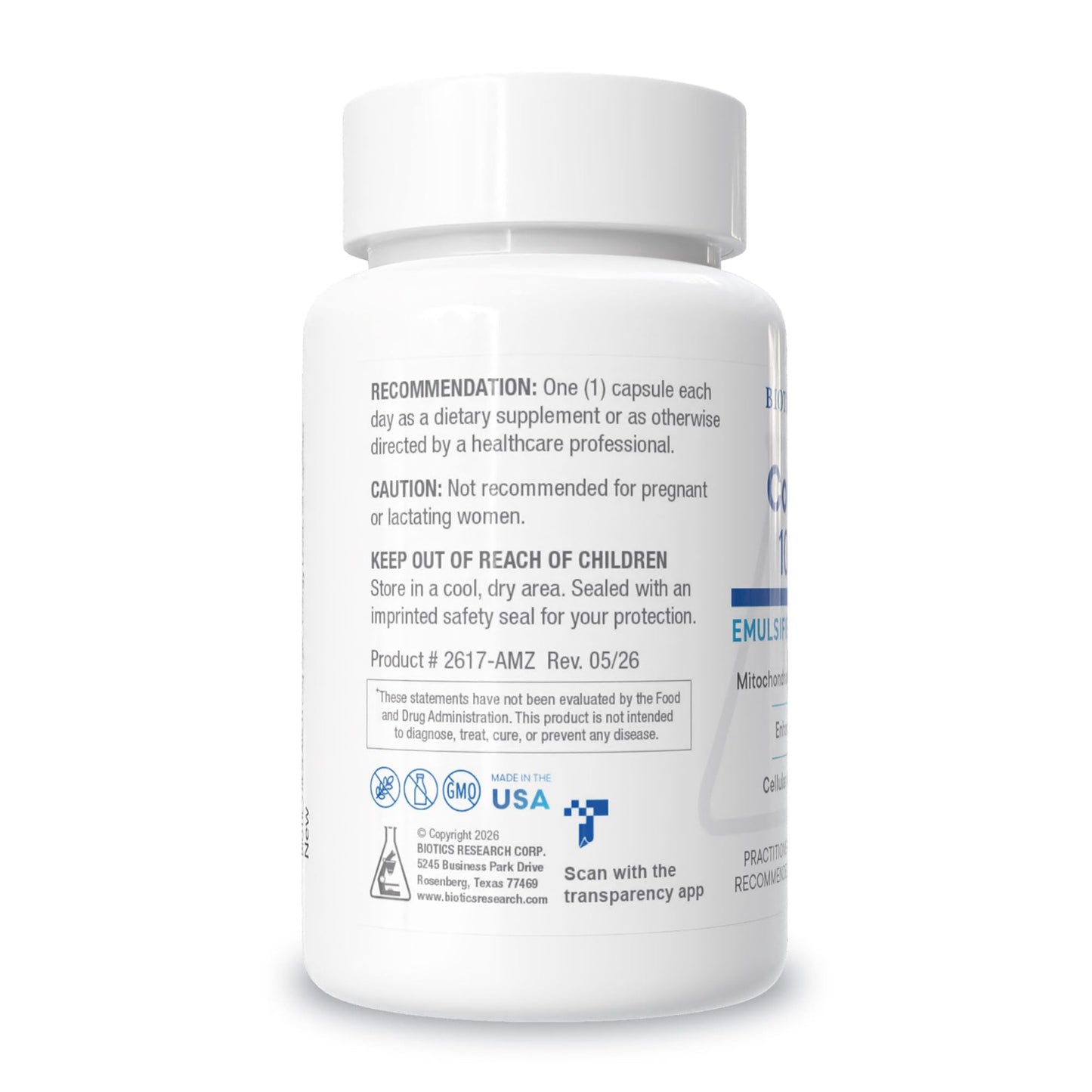 BIOTICS RESEARCH Coq Zyme 100 Plus 100 mg Emulsified Co Q10, High Absorption, Added B-Complex Vitamins, Heart Health, Healthy Energy Levels 60 Capsules