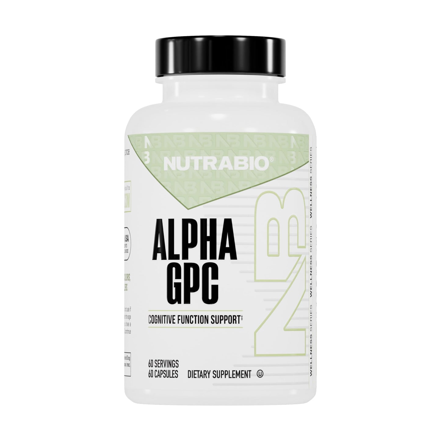 NutraBio Alpha GPC 300mg Capsules, 60 Count