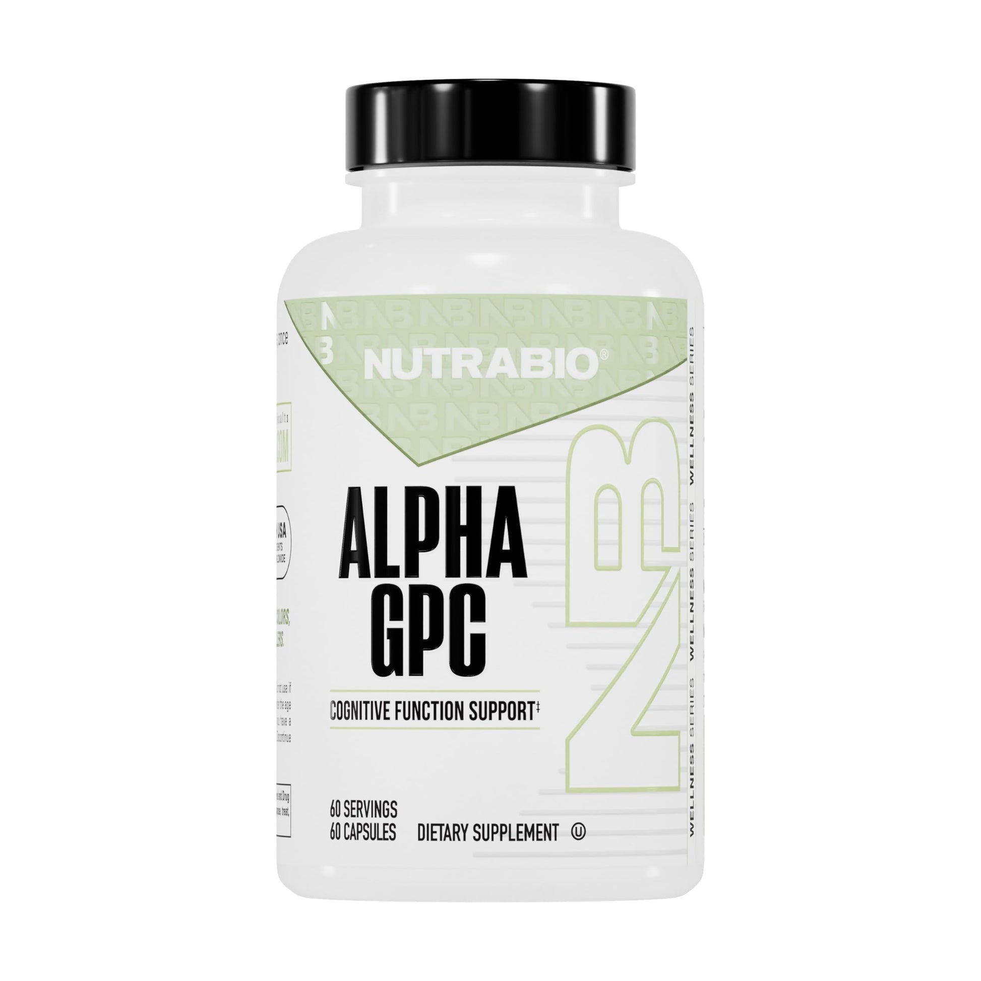 NutraBio Alpha GPC 300mg Capsules, 60 Count