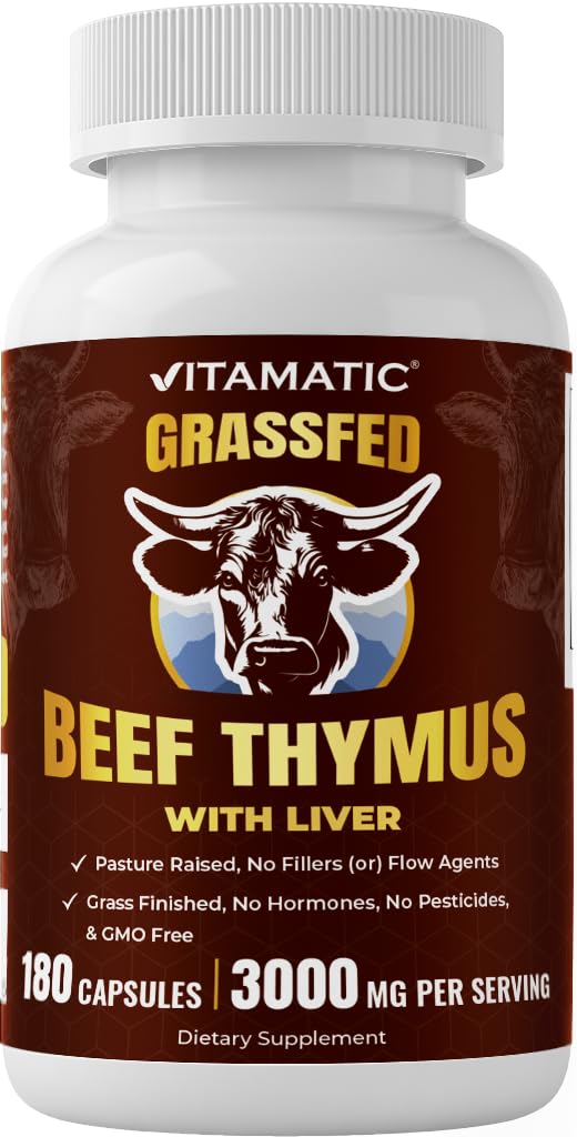 Vitamatic Grass-Fed Beef Thymus + Liver 180 Capsules