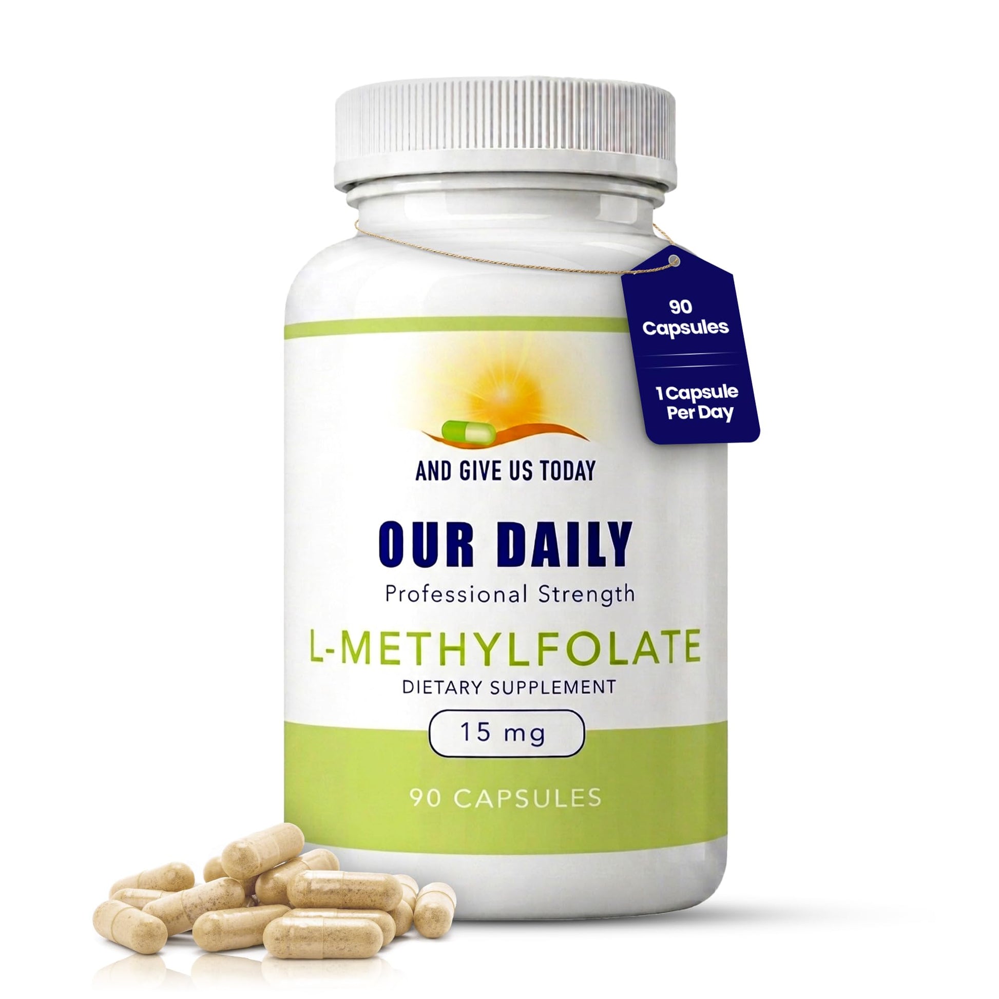 AND GIVE US TODAY OUR DAILY Our Daily Vites L-Methylfolate 15mg – Active 5-MTHF Methylated Folate Supplement for Women & Men – Methyl Folate for Brain Health, Focus & Mood Support – Gluten Free, Non-GMO, 90 Capsules