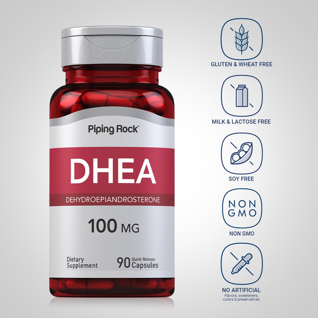 Piping Rock DHEA Supplement 100mg Capsule, 90 Count