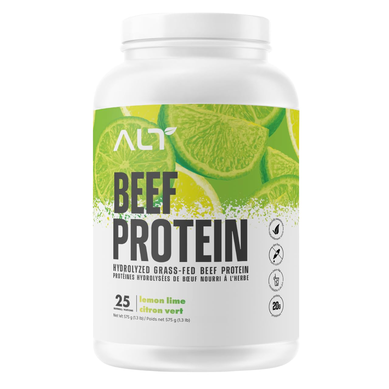 ALT Nutrition Grass-Fed Beef Protein Isolate Powder Lemon Lime, 19.2 oz