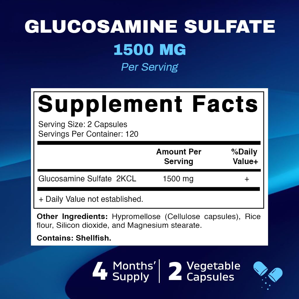 Vitamatic Glucosamine Sulfate Supplement Capsule, 1500mg, 480 Capsules