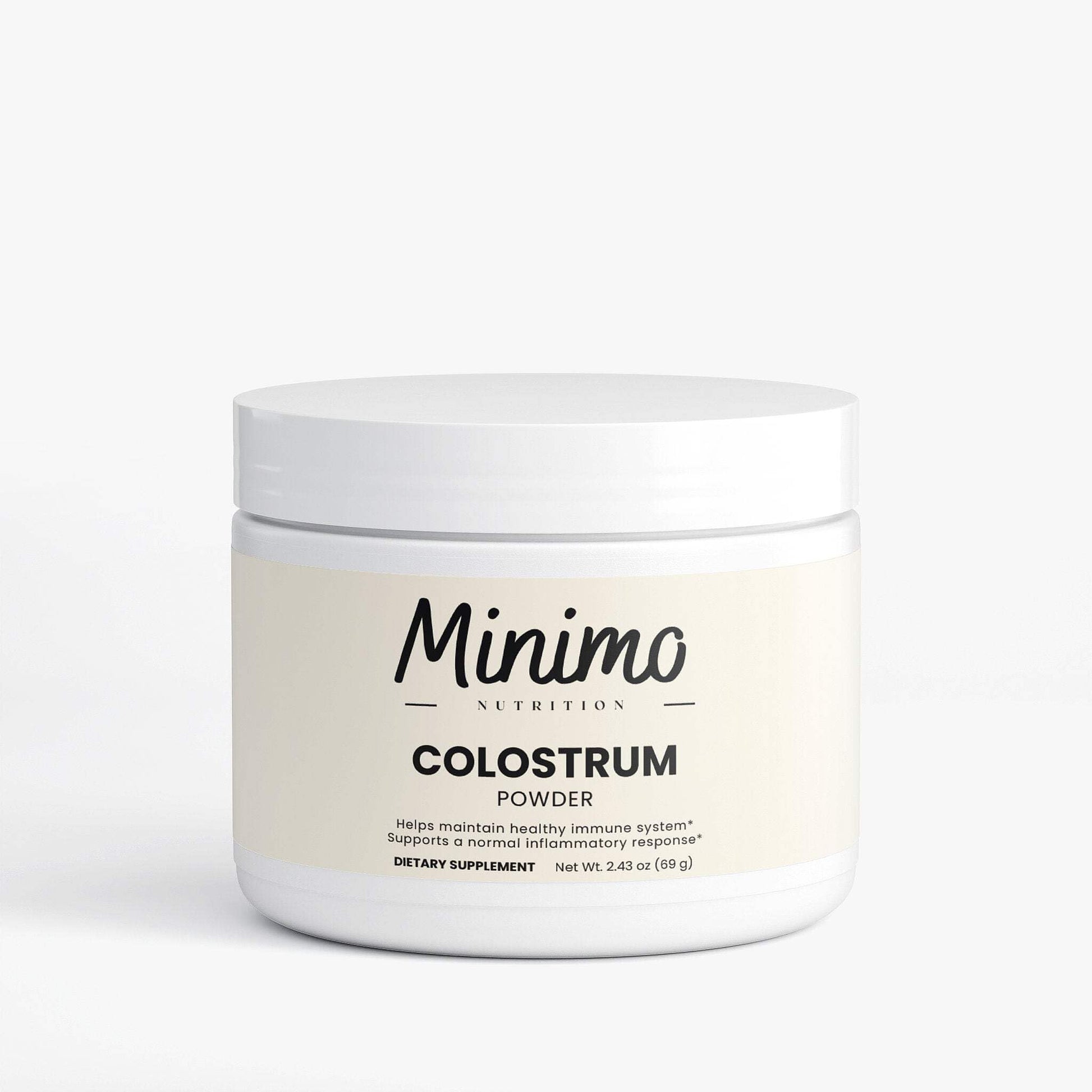 Minimo Nutrition Colostrum Supplement Powder, Unflavored, 2,300 mg Bovine Colostrum, 30 Servings