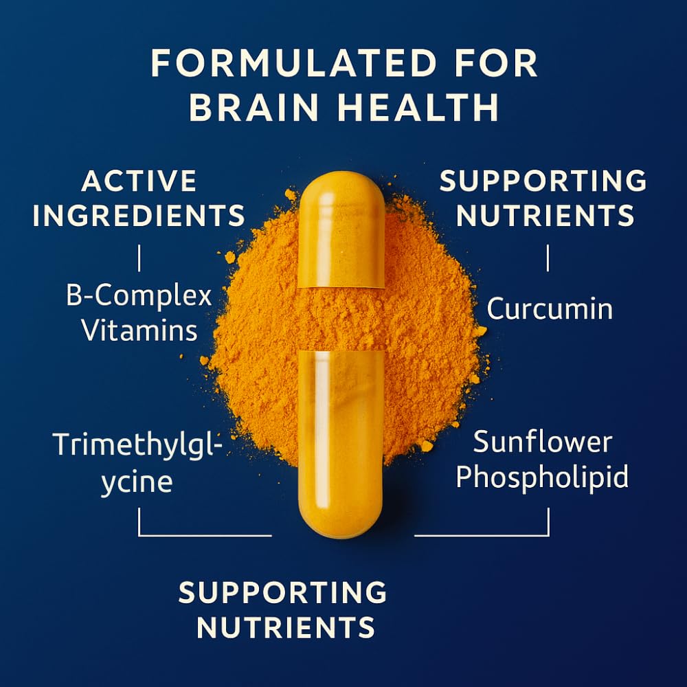 Divine Health Brain Zone Basic MTHF Trimethyglycine Curcumin B2 B6 B12, 120 Capsules