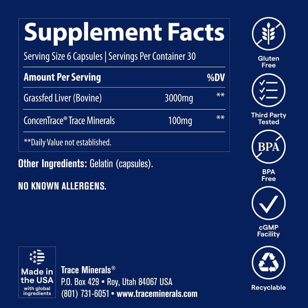 Trace Minerals Ancestral Beef Liver Capsule 180 Count