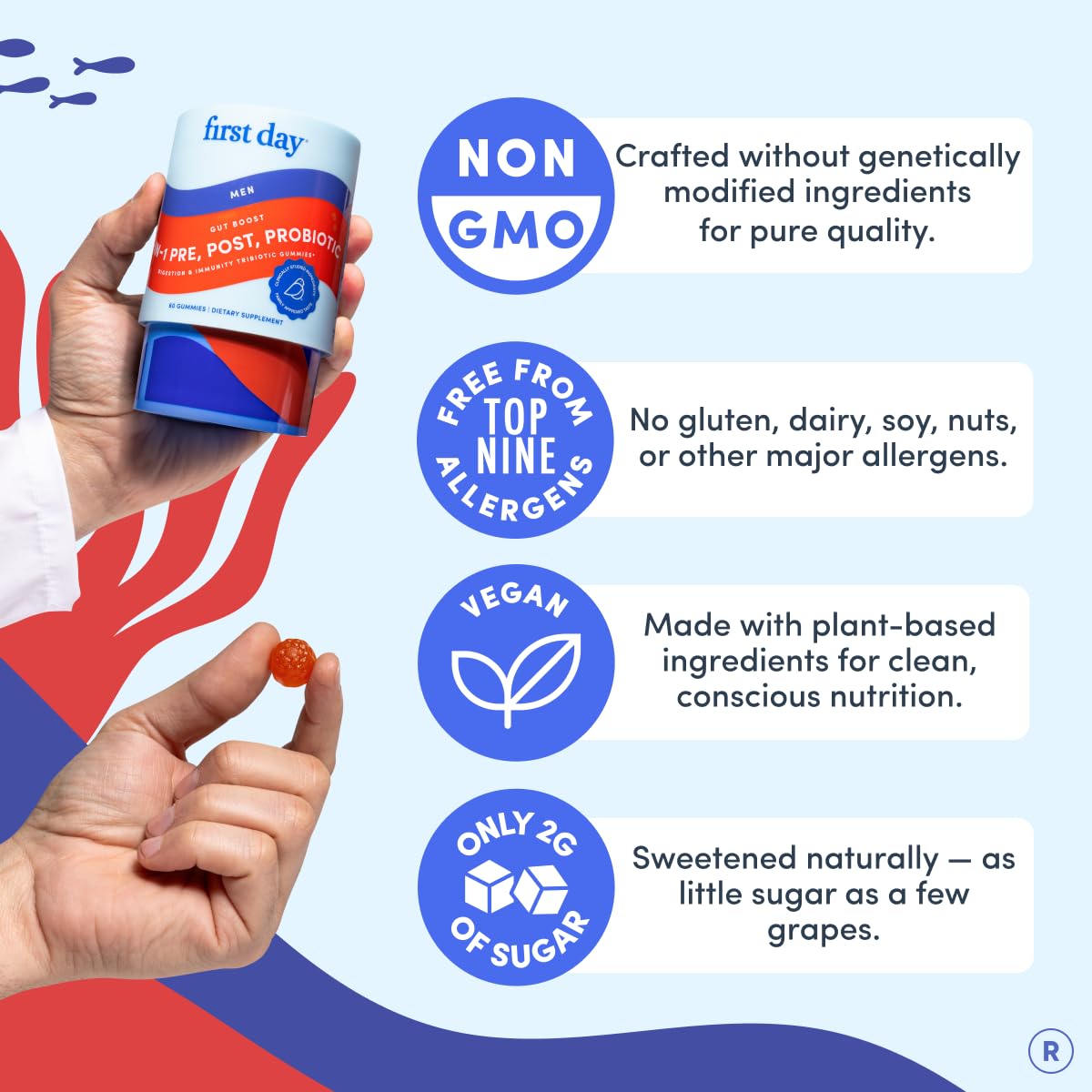FIRST DAY 3-in-1 Probiotics for Men Gummy 60 Count