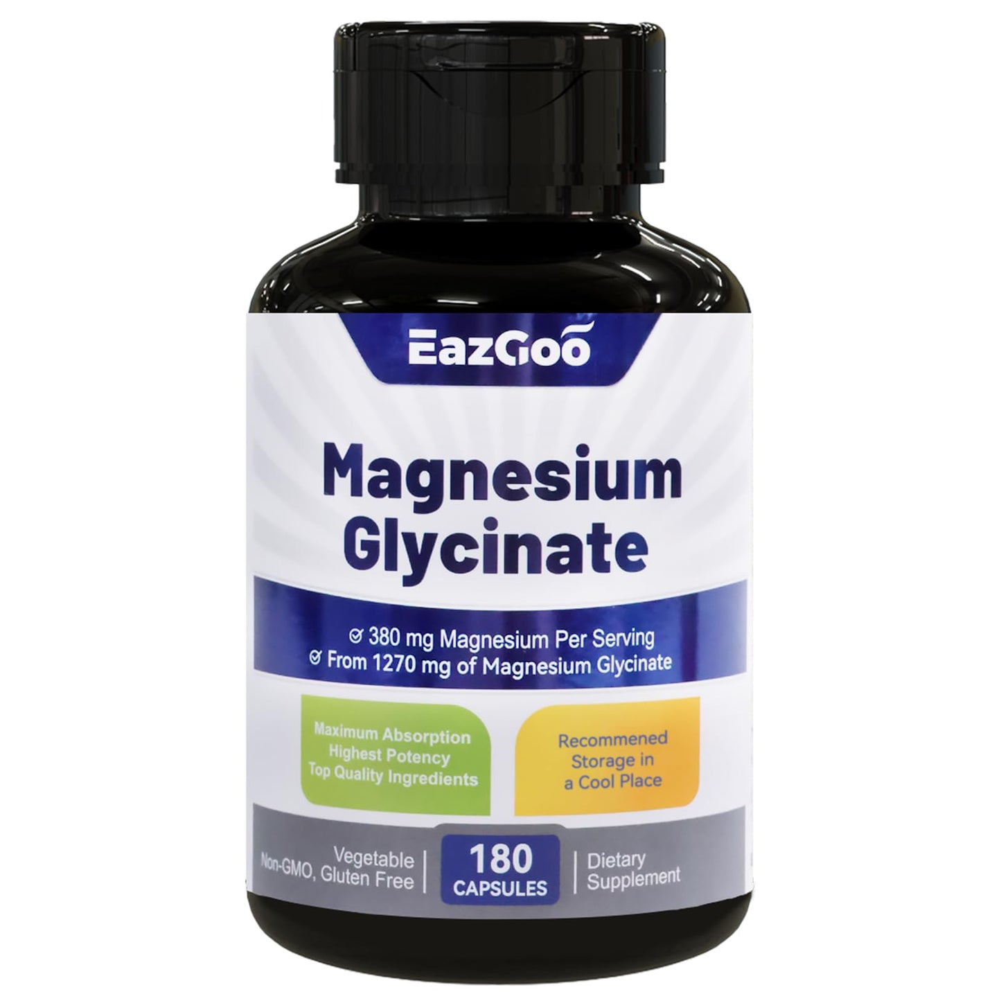 EAZGOO Magnesium Glycinate Capsules 180 Count