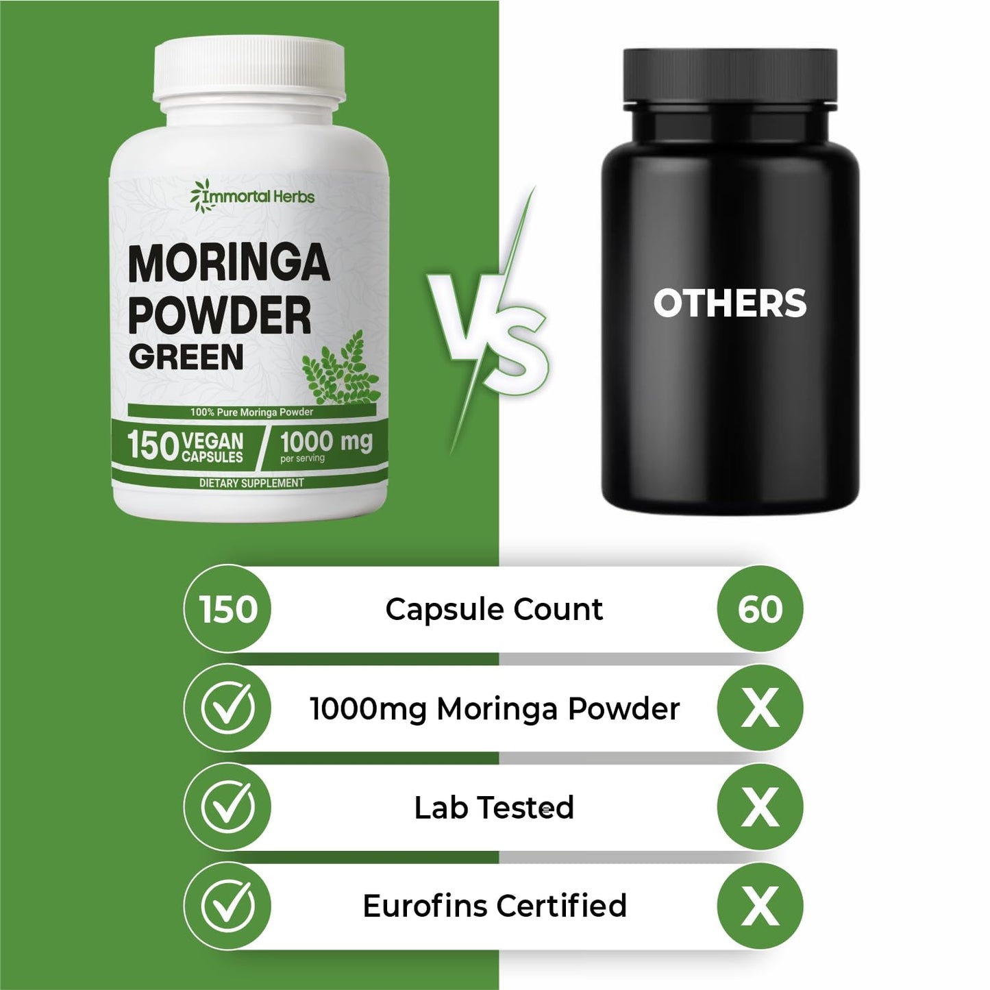 Immortal Herbs Moringa Capsules 150 Count