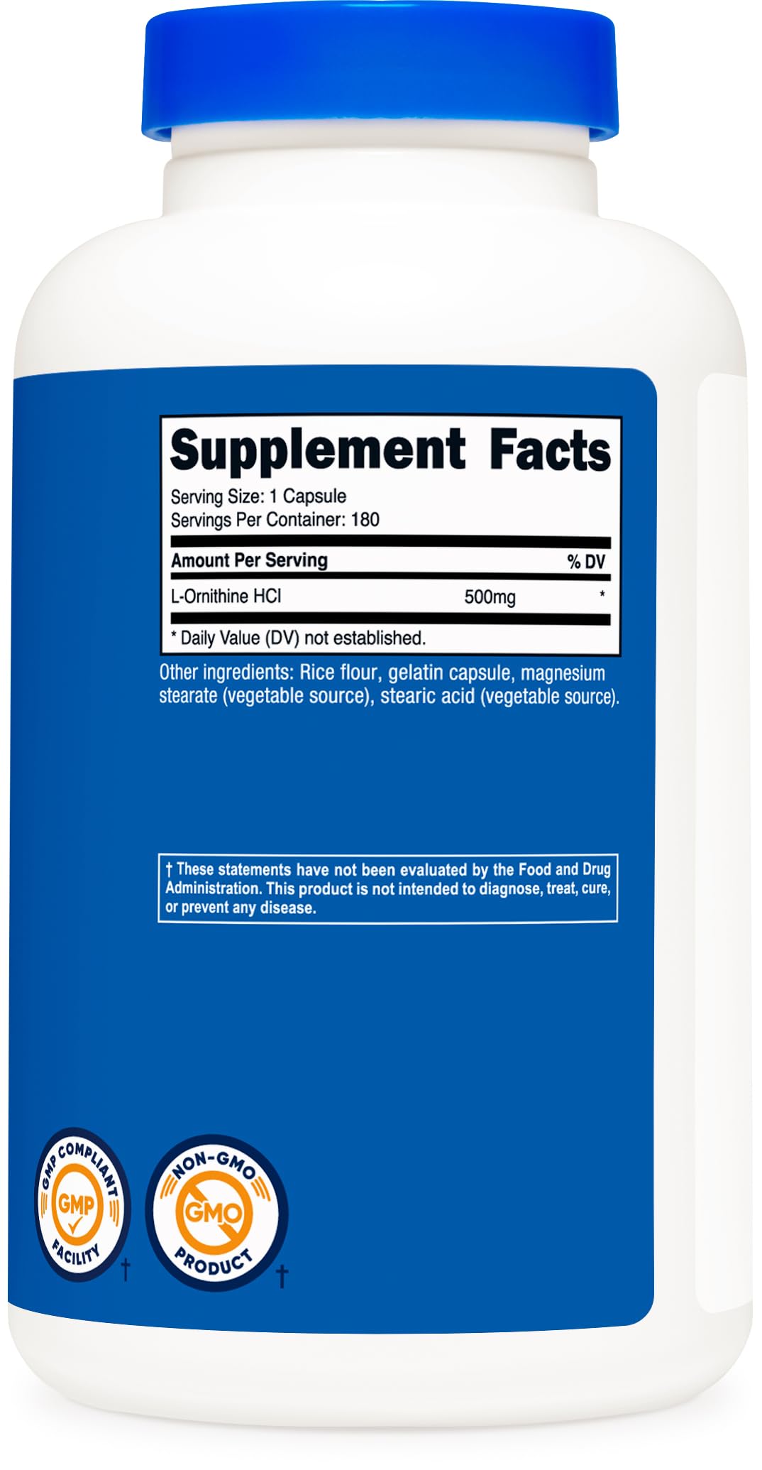 Nutricost L-Ornithine 500mg Capsules, 180 Capsules