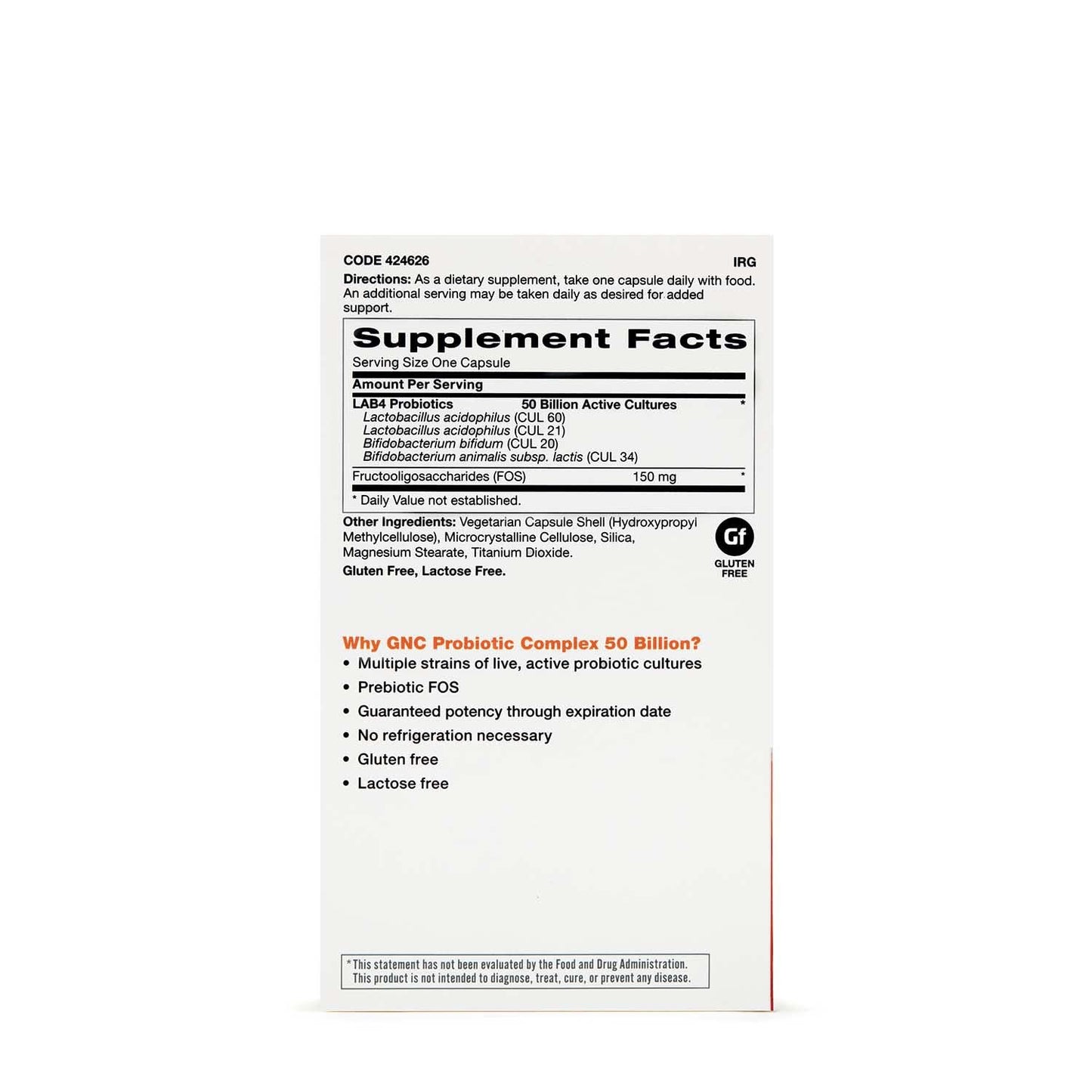 GNC Probiotic Complex Daily Need 50 Billion CFUs Multi-Strain Capsules, 30 Count