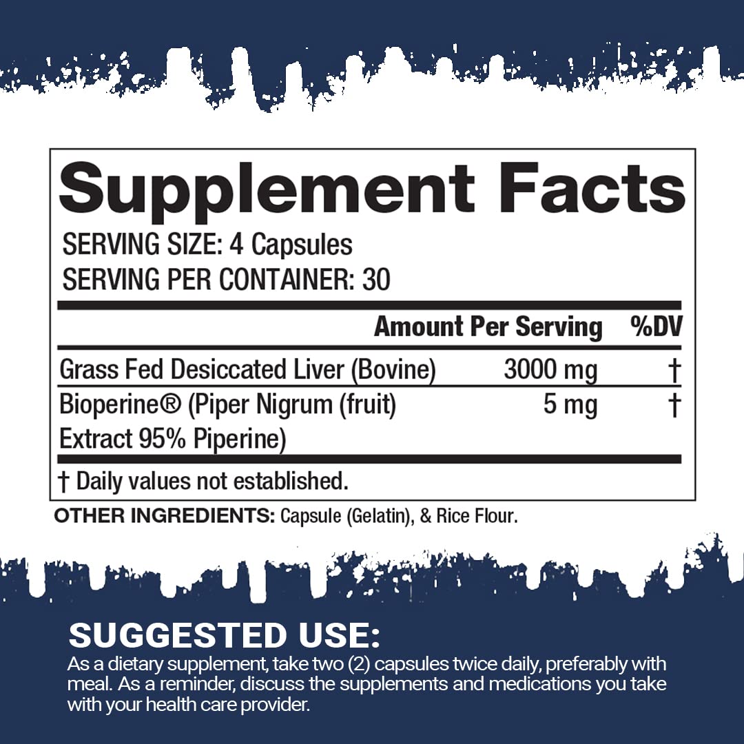Gaspari Nutrition Proven Liver Grass-Fed Beef Liver Capsules, 30 Count