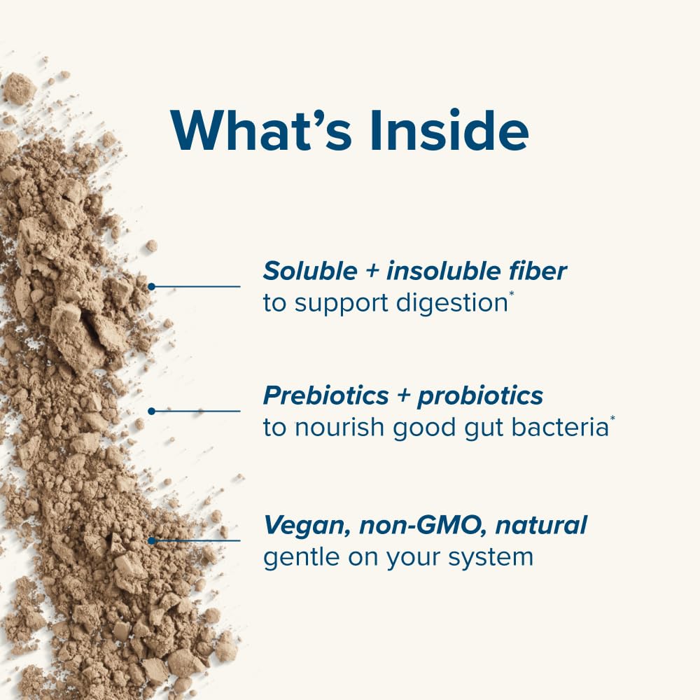 nbpure Daily Fiber Powder Blend for Digestive Health, Cholesterol Support, Healthy Weight Management - with Prebiotic, Insoluble, Soluble Fiber + 4 Probiotic Strains, Savory Mocha, 9.52 Ounce