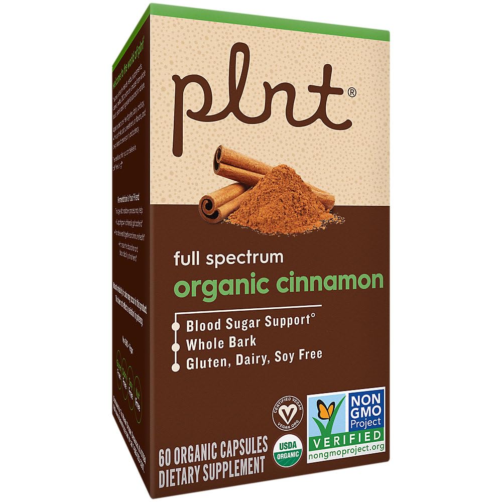 plnt Organic Cinnamon Full Spectrum Blood Sugar Support Capsules, 60 Capsules