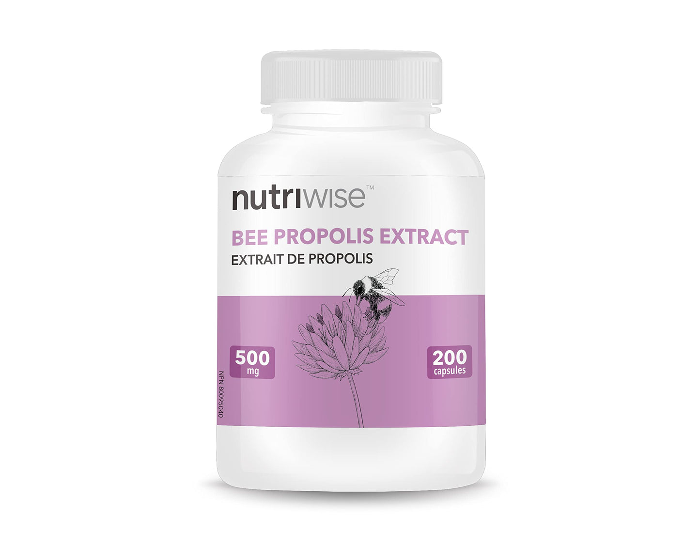NutriWise Brazilian Bee Propolis Extract Immune Support 500mg Capsules, 200 Count