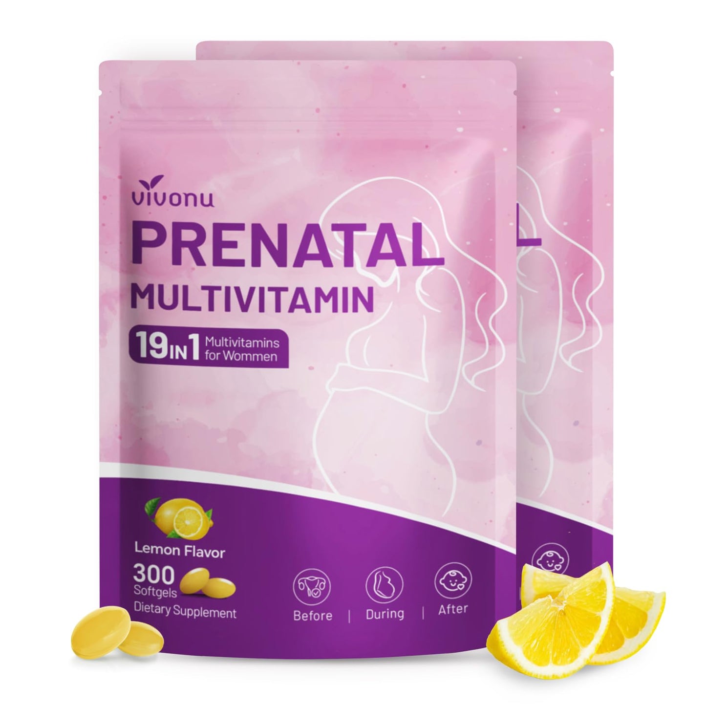 VivoNu Prenatal Multivitamin Softgels, 300 Count