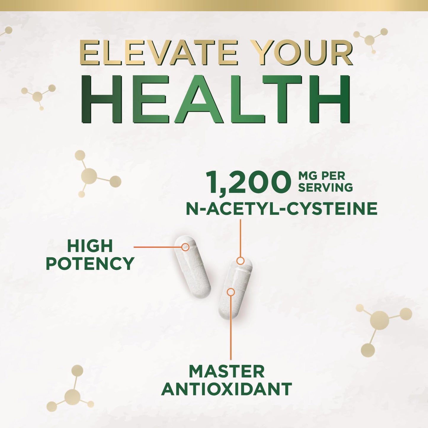 Nature's Nutrition NAC Supplement N-Acetyl-L-Cysteine 1200mg Per Serving Capsules, 120 Count