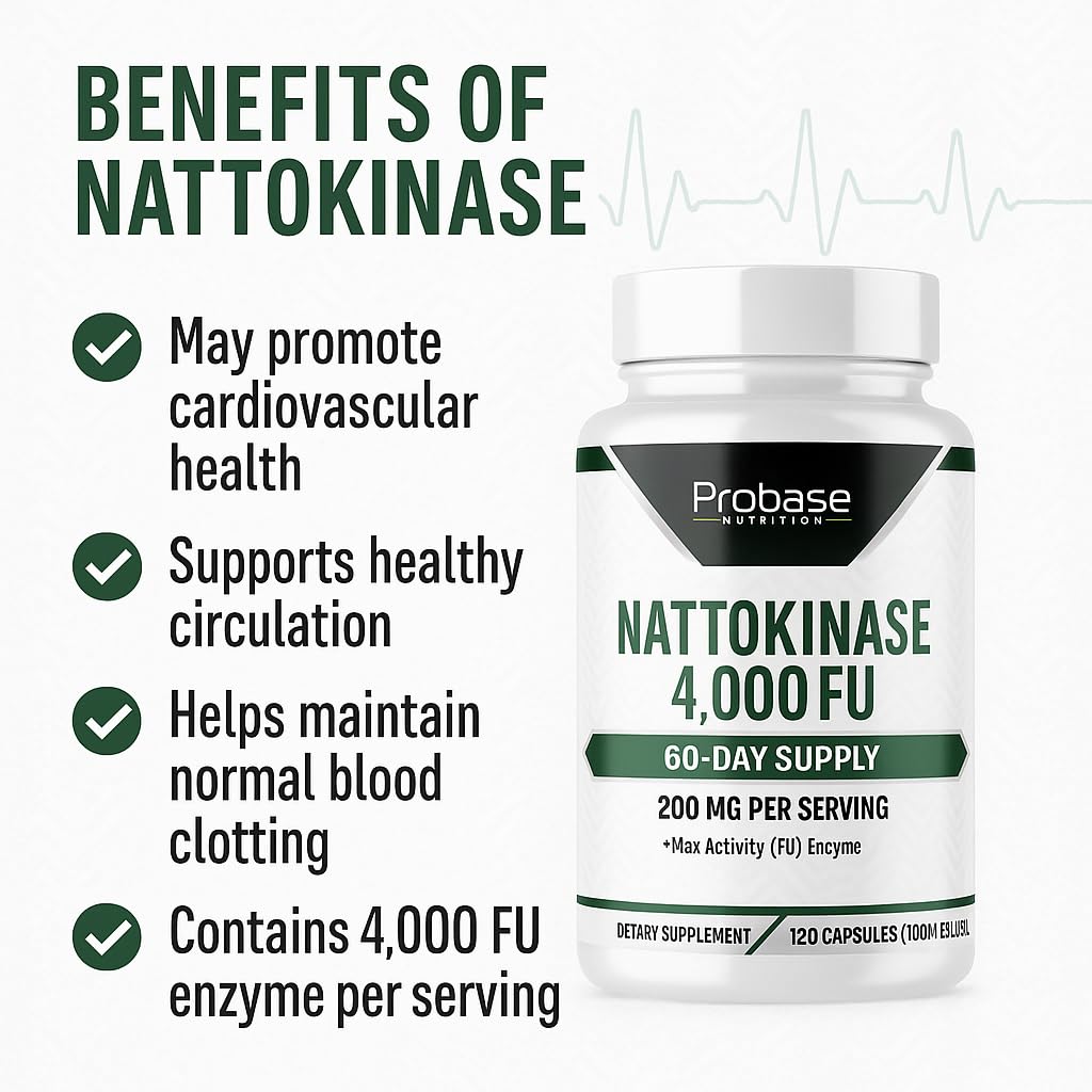 Probase Nutrition Nattokinase Supplement 4,000 FU Capsules, 120 Count