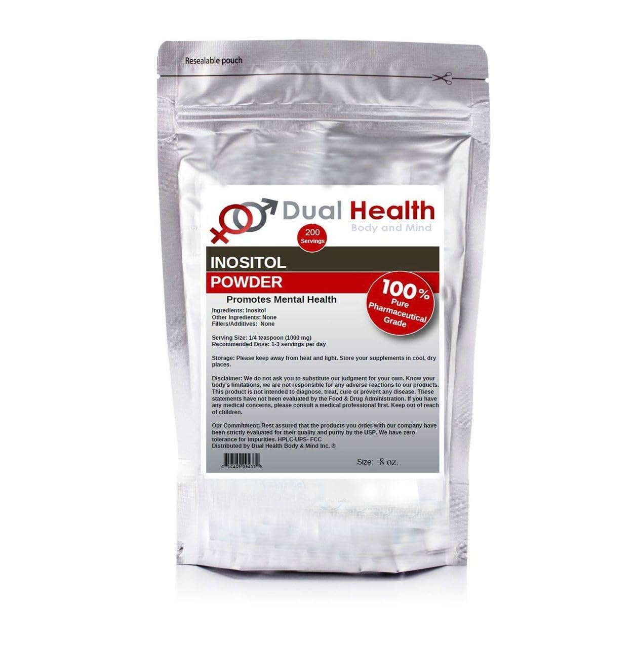 Dual Health Body & Mind Inositol Powder 8 oz, 1000 mg per Serving