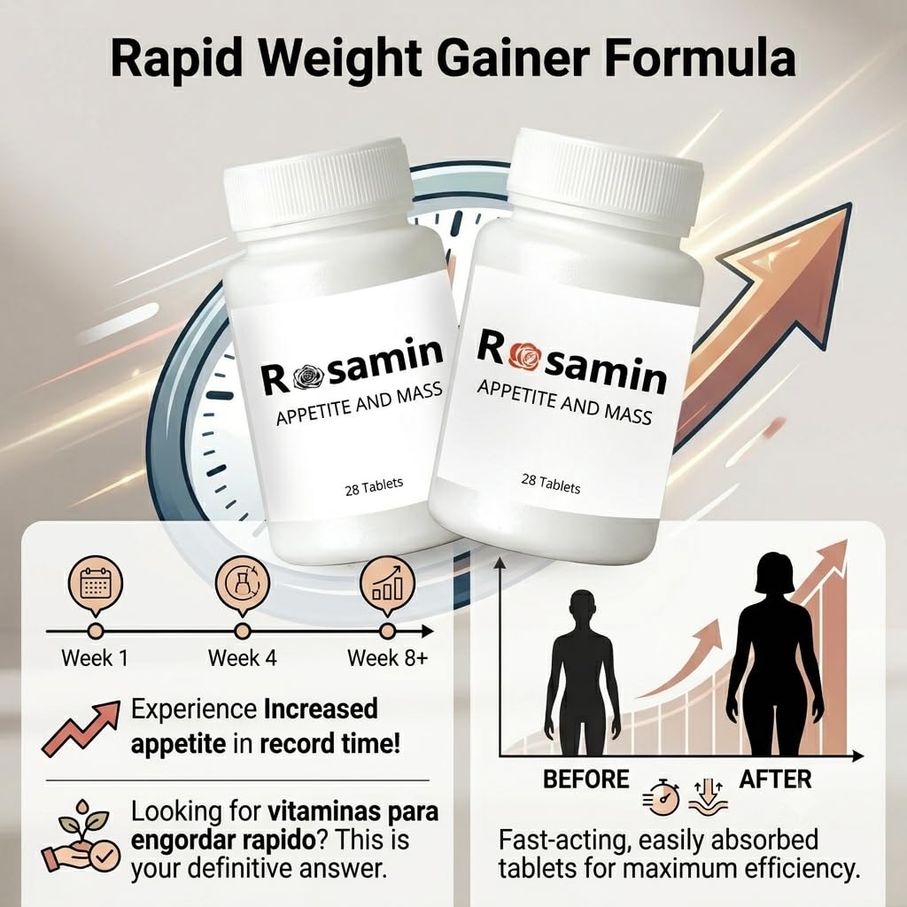 Rosamin Weight Gaining Pills: Dual Appetite Booster & Mass Enhancer, 56 Capsules