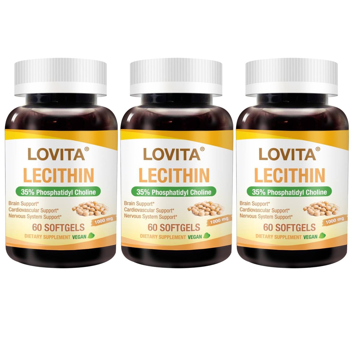 LOVITA Lecithin 1000mg per Softgel, 180 Softgels