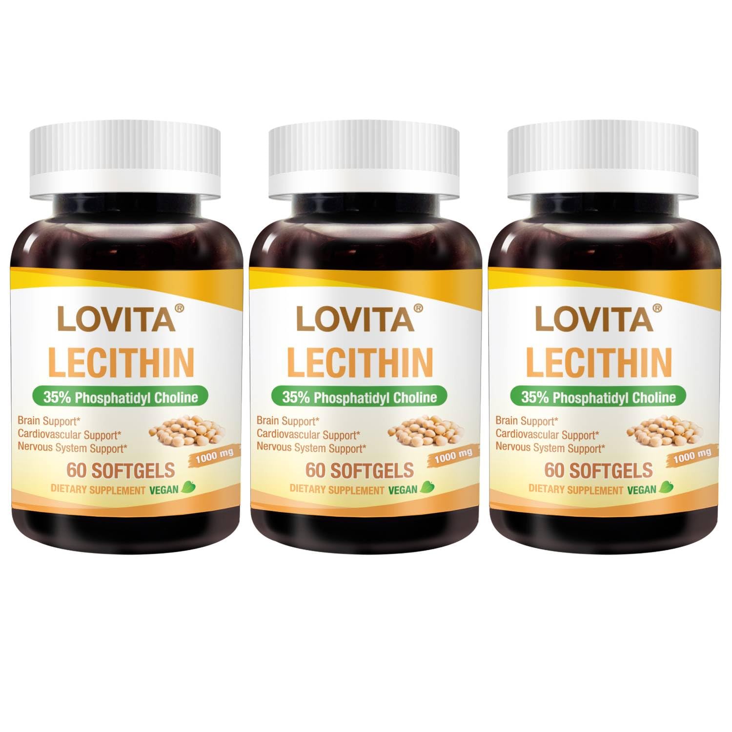 LOVITA Lecithin 1000mg per Softgel, 180 Softgels