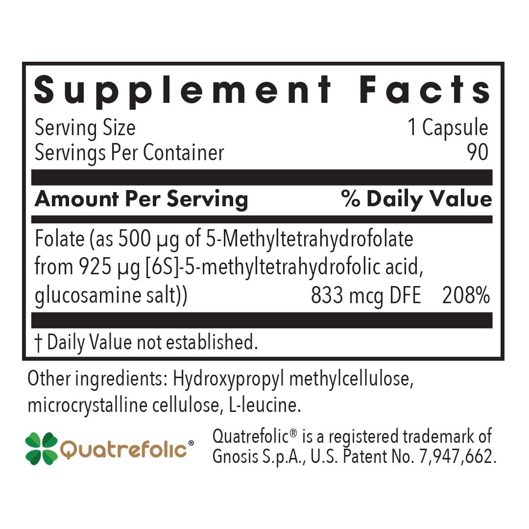Allergy Research Group QuatreActiv Folate Supplement Capsule 90 Count